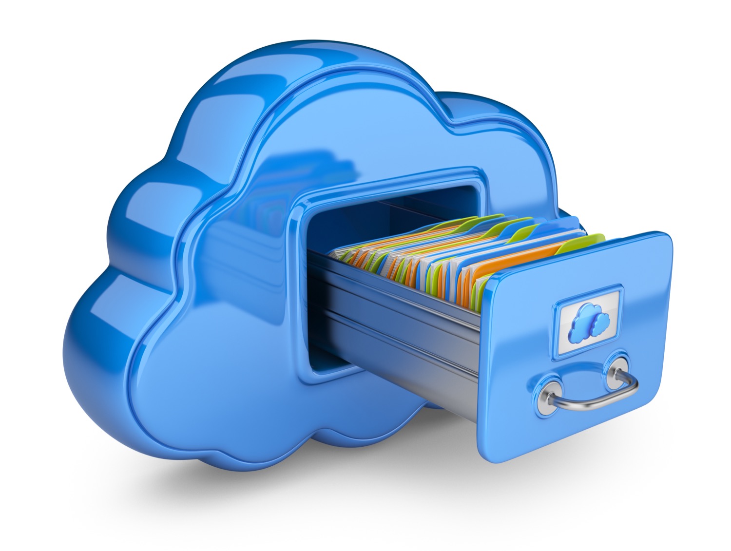 Blue file cabinet shaped like cloud